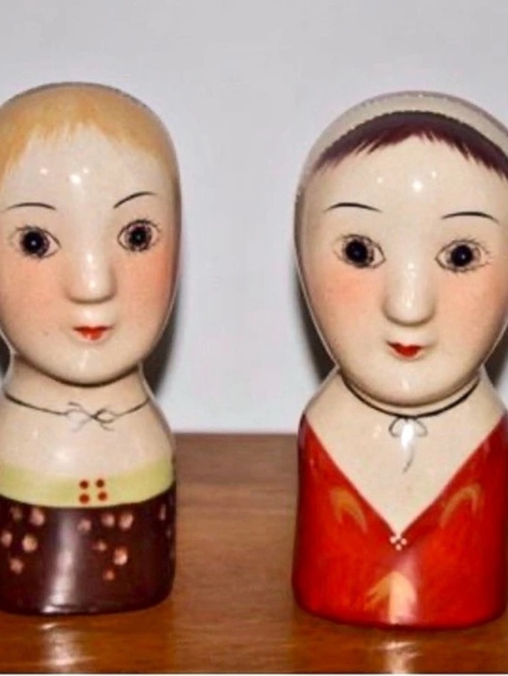 RARE Set of Vintage MCM Scandinavian Folk Art Ladies 2 Busts